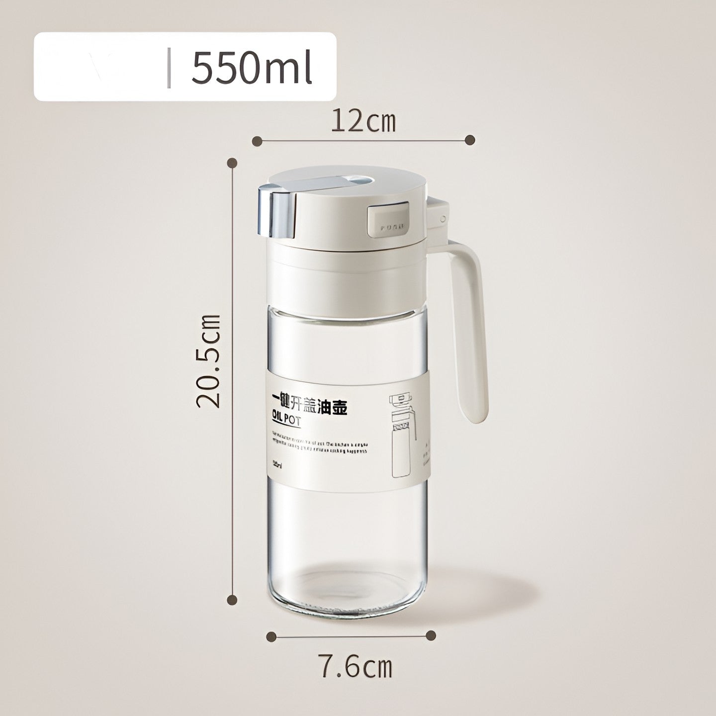 Dispenser pentru Ulei, Flippy, Deschidere si Inchidere Automata a Rezervorul, cu Inductie Gravitationala, 550 ml,