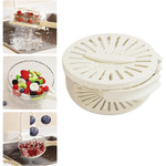 Strecuratoare 2 in 1 pentru Fructe si Legume, Flippy, Cos de Scurgere si Cutie de Depozitare, 15.5 x 8.3 cm, din PP, cu