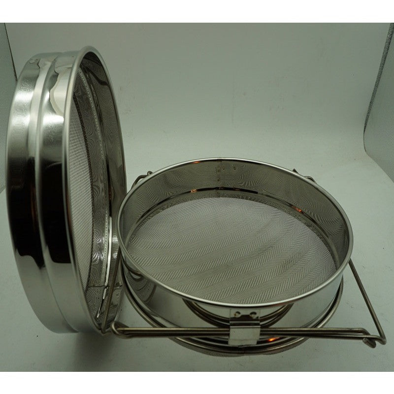 Strecuratoare Apicola, Flippy, din Inox, Dubla, Filtrare Miere, 25 x 25 x 10 cm, Gri