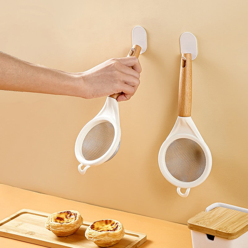 Strecuratoare, Mini Sita din Inox Silicon si Lemn, Flippy, Sita pentru Bucatarie pentru Faina, Ceai si Alte Alimente,