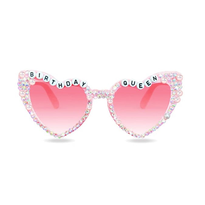 Ochelari Decorativi, Flippy, Model Birthday Queen, cu Perle si Pietre, pentru Aniversari, din PC, 15.3 x 5.7 x 14.5 cm,