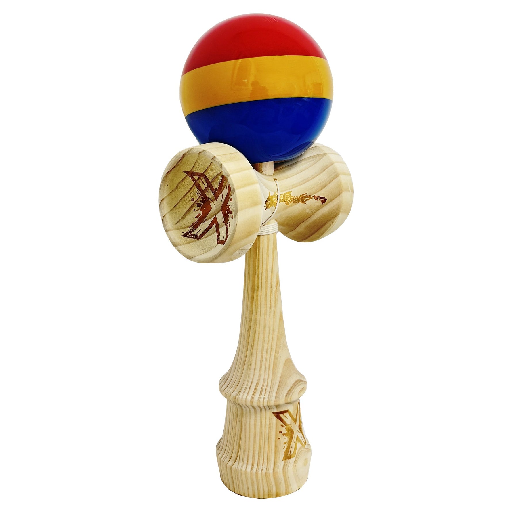 Kendama X Originala, Profesionala, Flippy, Inaltime 52 cm, SUPER BIG cu Cupe KING SIZE, Bila Super Sticky, Diametrul 17