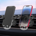 Suport Auto de Telefon, Flippy, pentru Ventilatie, din ABS, cu Clipsuri, Rotativ, 12x9.5x12 cm, Negru-Transparent