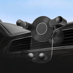 Suport Auto de Telefon, Flippy, pentru Ventilatie, din ABS, cu Clipsuri, Rotativ, 12x9.5x12 cm, Negru-Transparent