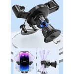 Suport Auto de Telefon, Flippy, pentru Ventilatie, din ABS, cu Clipsuri, Rotativ, 12x9.5x12 cm, Negru-Transparent