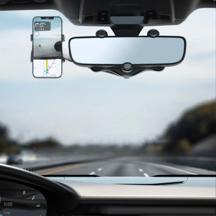 Suport auto Flippy cu atasare la oglinda retrovizoare, model Y611, rotativ 360 de grade și retractabil,