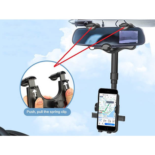 Suport auto Flippy cu atasare la oglinda retrovizoare, rotativ 360 de grade și retractabil, multifuncțional, compatibil