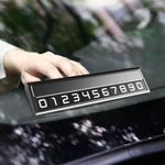 Suport Auto Numar Telefon Parcare, Flippy, Design Metalic cu Capac, Afisaj Ascuns Rabatabil, Cifre Magnetice
