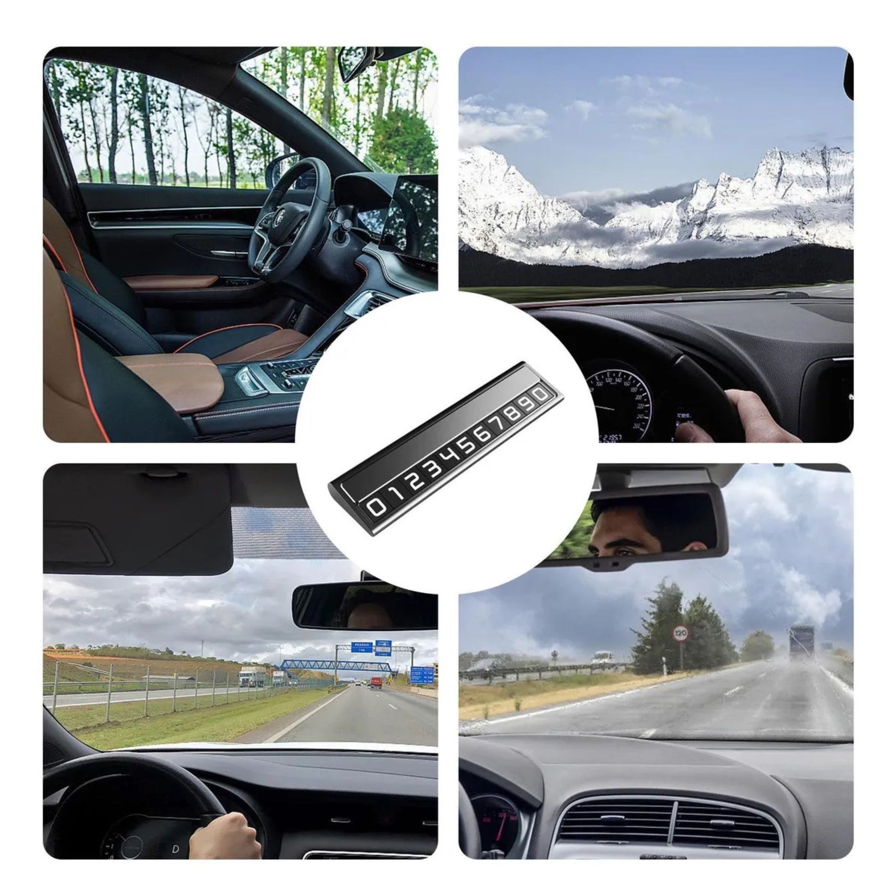 Suport Auto Numar Telefon Parcare, Flippy, Design Metalic cu Capac, Afisaj Ascuns Rabatabil, Cifre Magnetice