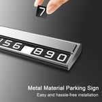 Suport Auto Numar Telefon Parcare, Flippy, Design Metalic cu Capac, Afisaj Ascuns Rabatabil, Cifre Magnetice