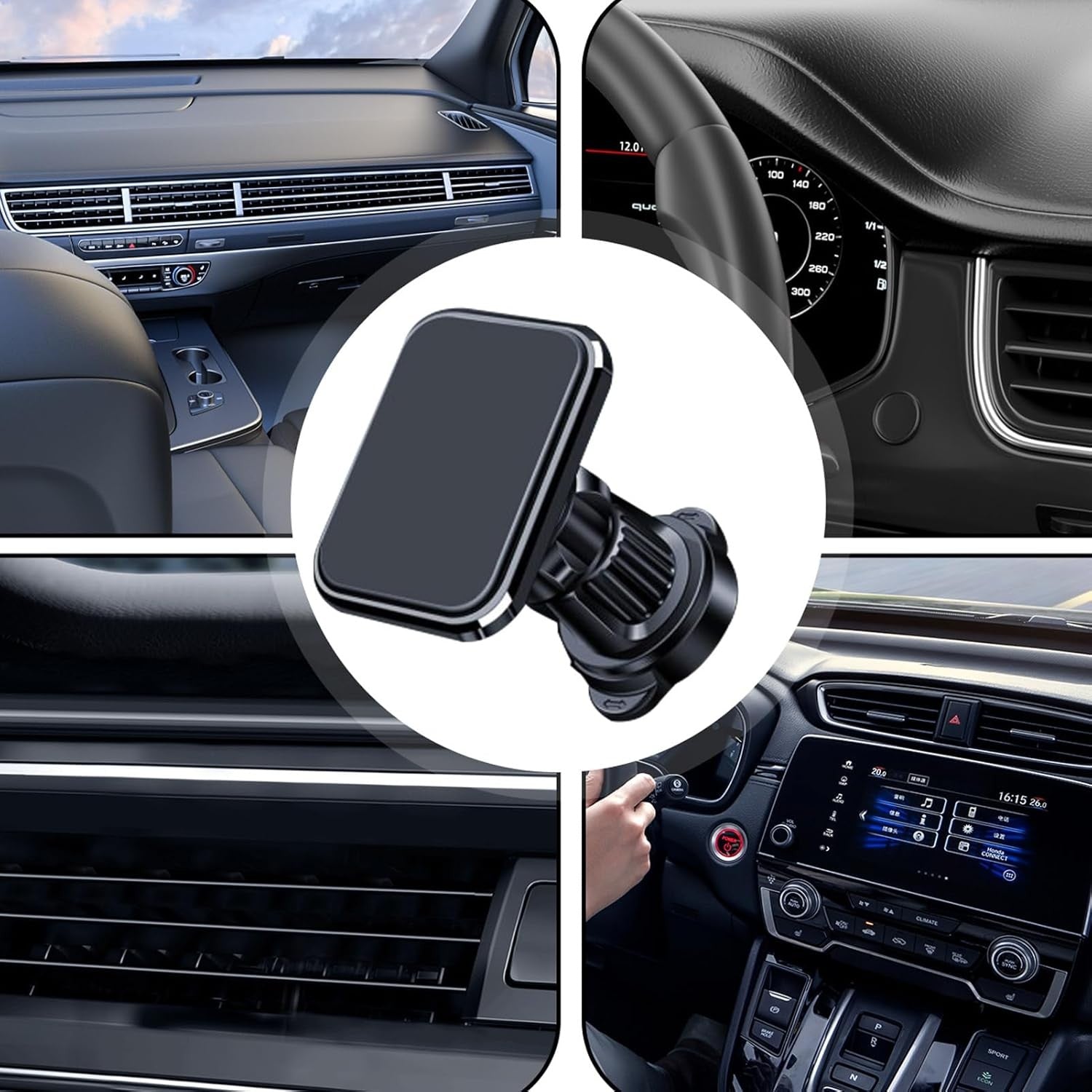 Suport Auto pentru Telefon, Flippy, MagSafe, cu Magnet, Prindere Grila de Ventilatie, Detalii Fine, Rotativ 360 de