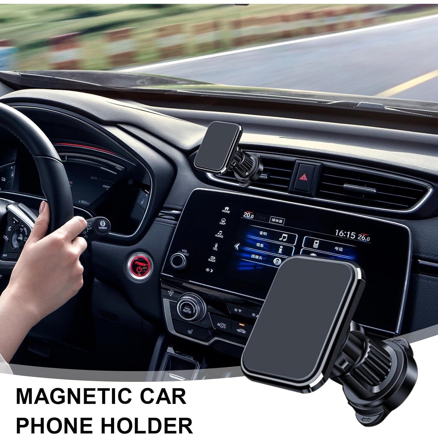 Suport Auto pentru Telefon, Flippy, MagSafe, cu Magnet, Prindere Grila de Ventilatie, Detalii Fine, Rotativ 360 de