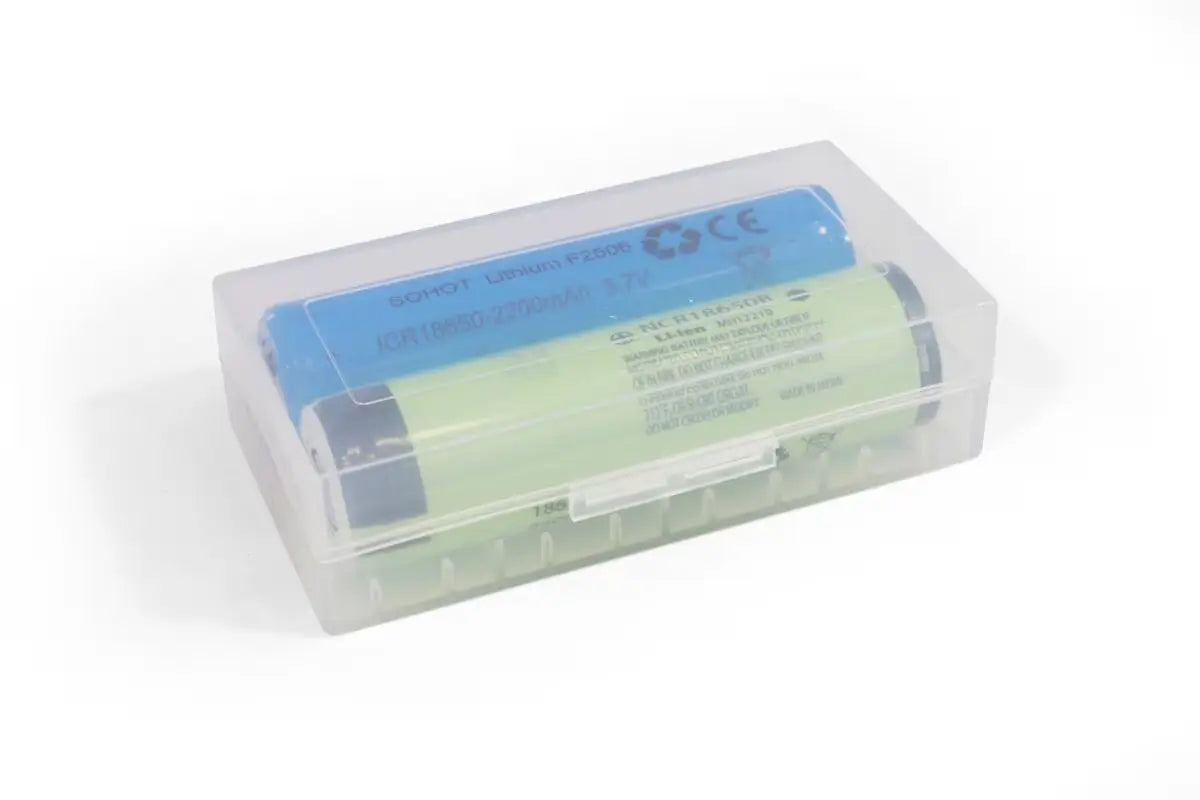 Suport carcasa pentru acumulatori 2x 18650 transparent
