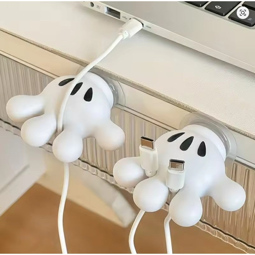 Suport de Baie, Flippy, Multifunctional, pentru Periute/Cabluri, din PVC, cu Ventuza, Model Manusa Mickey Mouse, 7 x