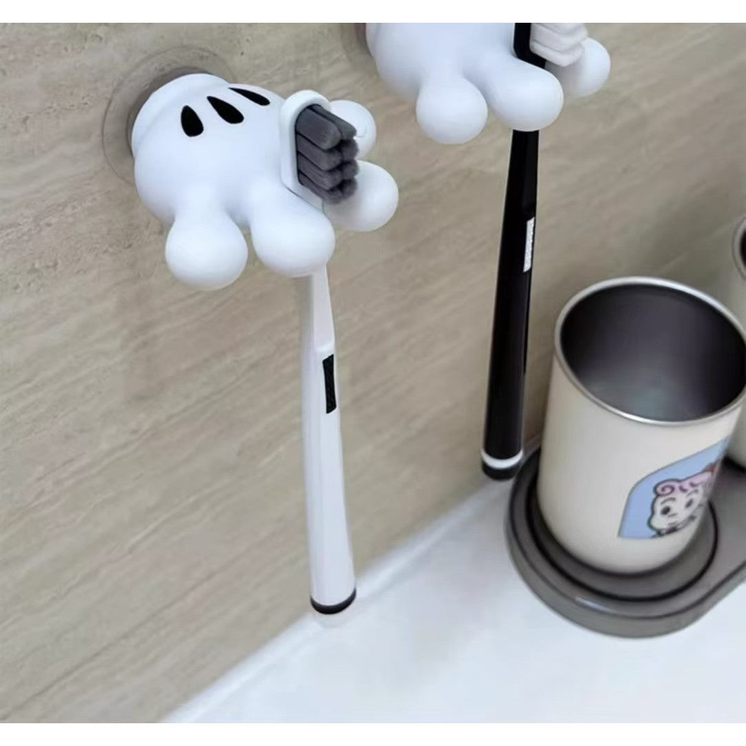 Suport de Baie, Flippy, Multifunctional, pentru Periute/Cabluri, din PVC, cu Ventuza, Model Manusa Mickey Mouse, 7 x