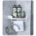 Suport Depozitare, Flippy, din Plastic, Rotativ 360 grade, Montare fara Perforatii, pentru Baie/Bucatarie, Alb
