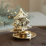 Suport Decorativ pentru Lumanare de Craciun, Flippy, Model Brad Auriu din Art Metal, pentru Masa fara Agatare, 10.5 x 9