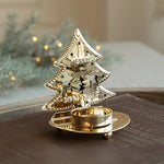 Suport Decorativ pentru Lumanare de Craciun, Flippy, Model Brad Auriu din Art Metal, pentru Masa fara Agatare, 10.5 x 9