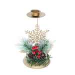 Suport Decorativ pentru Lumanare de Craciun, Flippy, Ornament pentru Lumanare, Model Fulg de Nea Auriu cu Crengute de