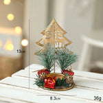 Suport Decorativ pentru Lumanare de Craciun, Flippy, Ornament pentru Lumanare pe Masa, Model Brad cu Reni si Crengute