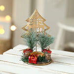 Suport Decorativ pentru Lumanare de Craciun, Flippy, Ornament pentru Lumanare pe Masa, Model Brad cu Reni si Crengute