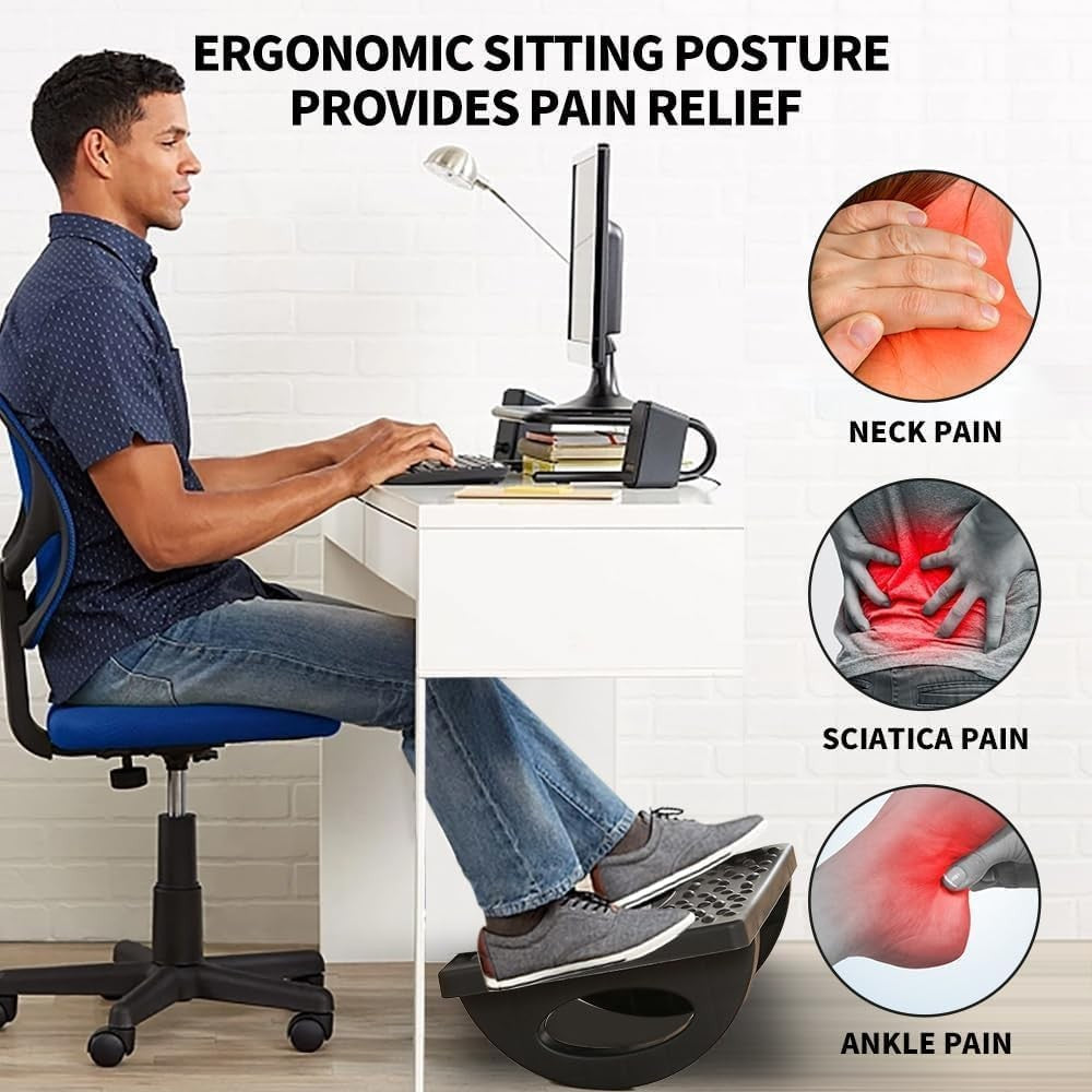 Suport Ergonimic pentru Picioare, Flippy, Plastic, cu Role de Masaj pentru Talpi, pentru Birou, Usor de Transportat,