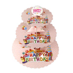Etajera pentru Prajituri, Flippy, din Carton, 3 Nivele, 16/22/29 cm Diametru, Inaltime 38 cm, Tema Happy Birthday, Roz