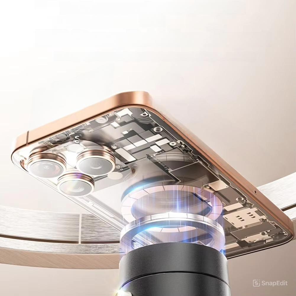 Suport Magnetic Auto pentru Telefon, Flippy, cu Ventuza, Pliabil și Retractabil, Fixare prin Vid și Magnet, Rotativ