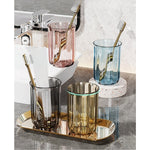 Suport Multifunctional 2 in 1, Pahar si Suport pentru Periuta de Dinti, Flippy, Plastic, Dimensiune: 10.4 x 7.3 x 7.3