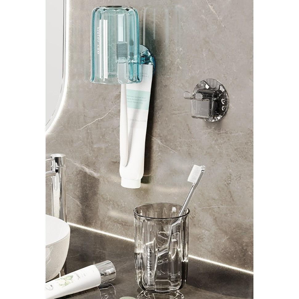 Suport Multifunctional 2 in 1, Pahar si Suport pentru Periuta de Dinti, Flippy, Plastic, Dimensiune: 10.4 x 7.3 x 7.3