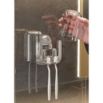 Suport Multifunctional Dublu, Pahar si Suport pentru Periuta de Dinti, Flippy, Plastic, 11 cm x 11.5 cm, Transparent