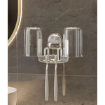 Suport Multifunctional Dublu, Pahar si Suport pentru Periuta de Dinti, Flippy, Plastic, 11 cm x 11.5 cm, Transparent