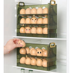Suport Organizator pentru Oua, Flippy, pentru Frigider, Verde transparent, Capacitate 20 oua, Doua straturi, cu Data de