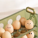 Suport Organizator pentru Oua, Flippy, pentru Frigider, Verde transparent, Capacitate 20 oua, Doua straturi, cu Data de