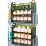 Suport Organizator pentru Oua, Flippy, pentru Frigider, Verde transparent, Capacitate 30 oua, Trei straturi, cu Data de