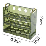 Suport Organizator pentru Oua, Flippy, pentru Frigider, Verde transparent, Capacitate 30 oua, Trei straturi, cu Data de