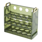 Suport Organizator pentru Oua, Flippy, pentru Frigider, Verde transparent, Capacitate 30 oua, Trei straturi, cu Data de