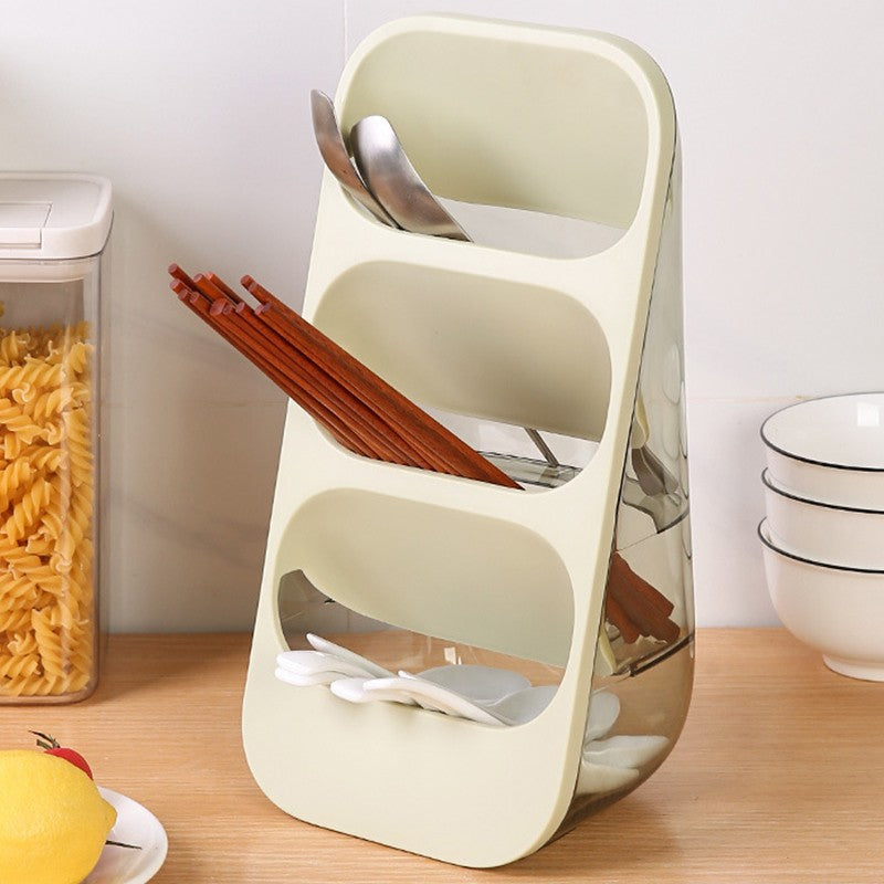 Suport - Organizator pentru Tacamuri, Flippy, 3 Compartimente, Suport pentru Cosmetica, Ustensile, Material PP Durabil,