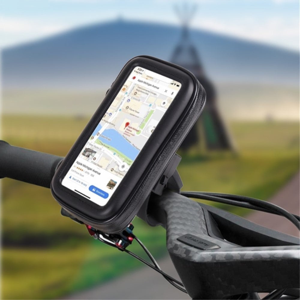 Suport husa telefon mobil Flippy pentru bicicleta si motocicleta, rezistent apa si socuri, touchscreen, 360 rotativ,