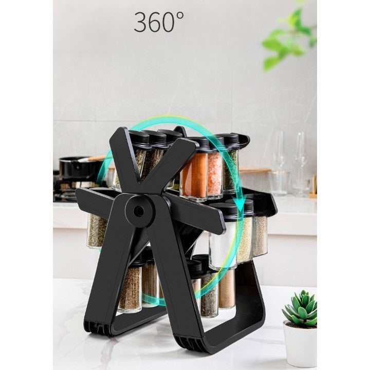Suport Pentru Condimente Rotativ, Flippy, Multifunctional, Pivotant 360°, Portabil, Usor de Montat, 34x23 cm,