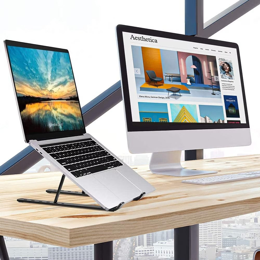 Suport pentru Laptop, Flippy, Suport Portabil Pliabil, Universal Reglabil Suspendat pentru Tableta, din Aliaj si ABS,