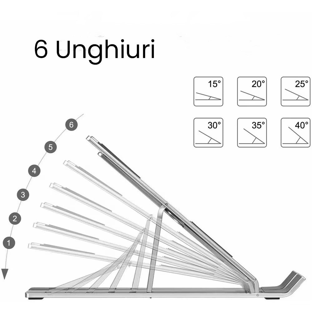Suport pentru Laptop, Flippy, Suport Portabil Pliabil, Universal Reglabil Suspendat pentru Tableta, din Aliaj si ABS,
