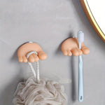 Suport de Baie, Flippy, Multifunctional, pentru Periute/Cabluri, din PVC, cu Ventuza, Model Picior, 4 x 6.5 cm, Crem