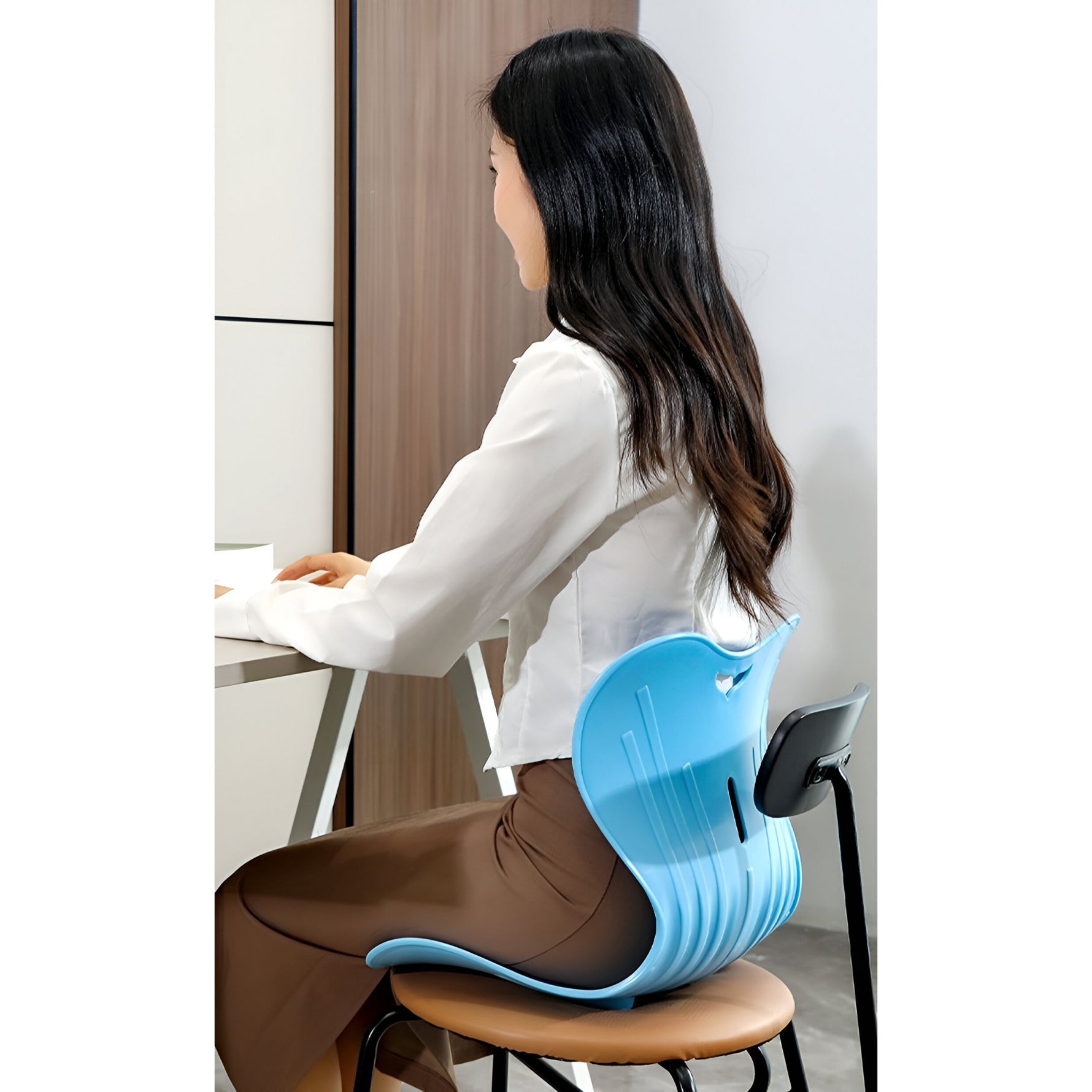 Suport pentru Scaun, Flippy, pentru Corectarea Posturii, Portabil, Ergonomic, Ameliorare Durere, Respirabil, 32x29x28
