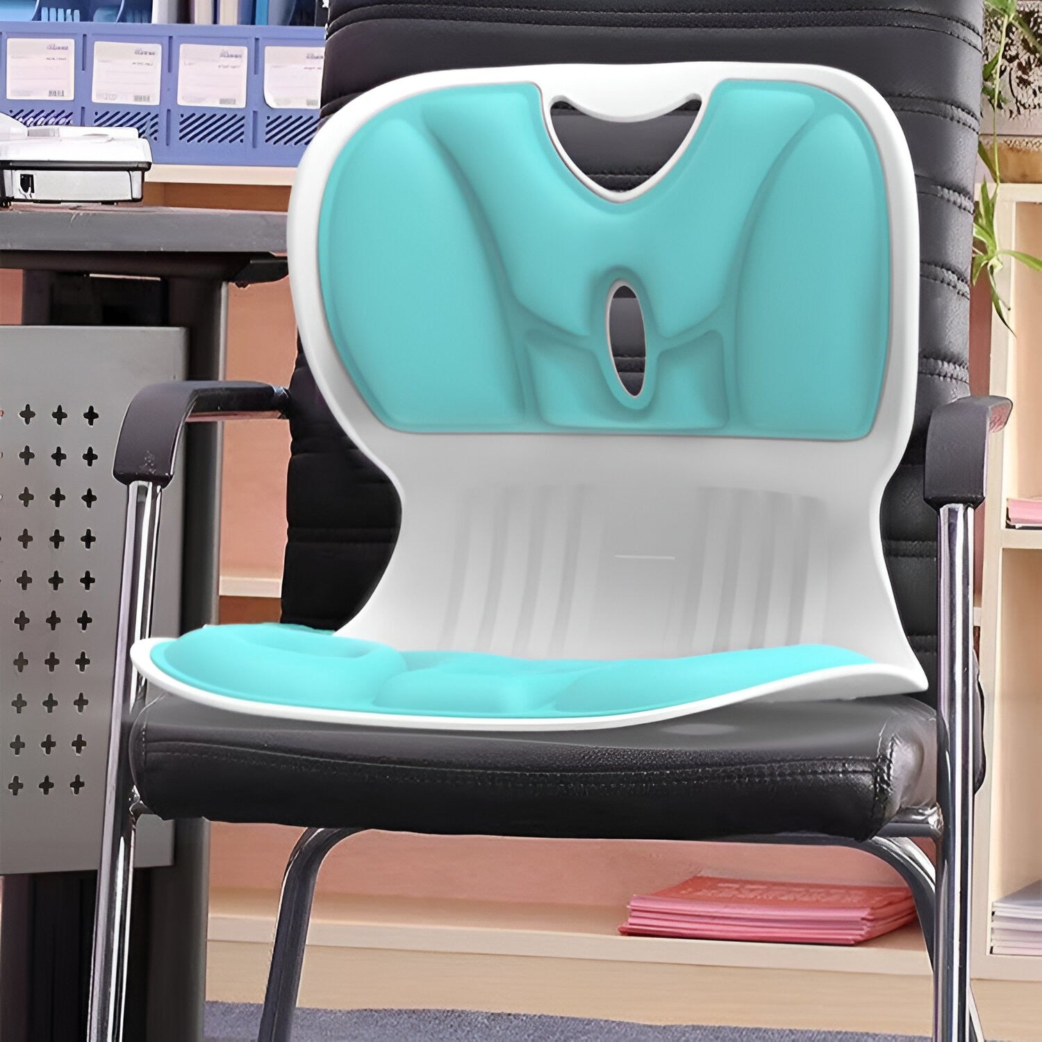 Suport pentru Scaun, Flippy, pentru Corectarea Posturii, Portabil, Ergonomic, Ameliorare Durere, Respirabil, 36x34x33
