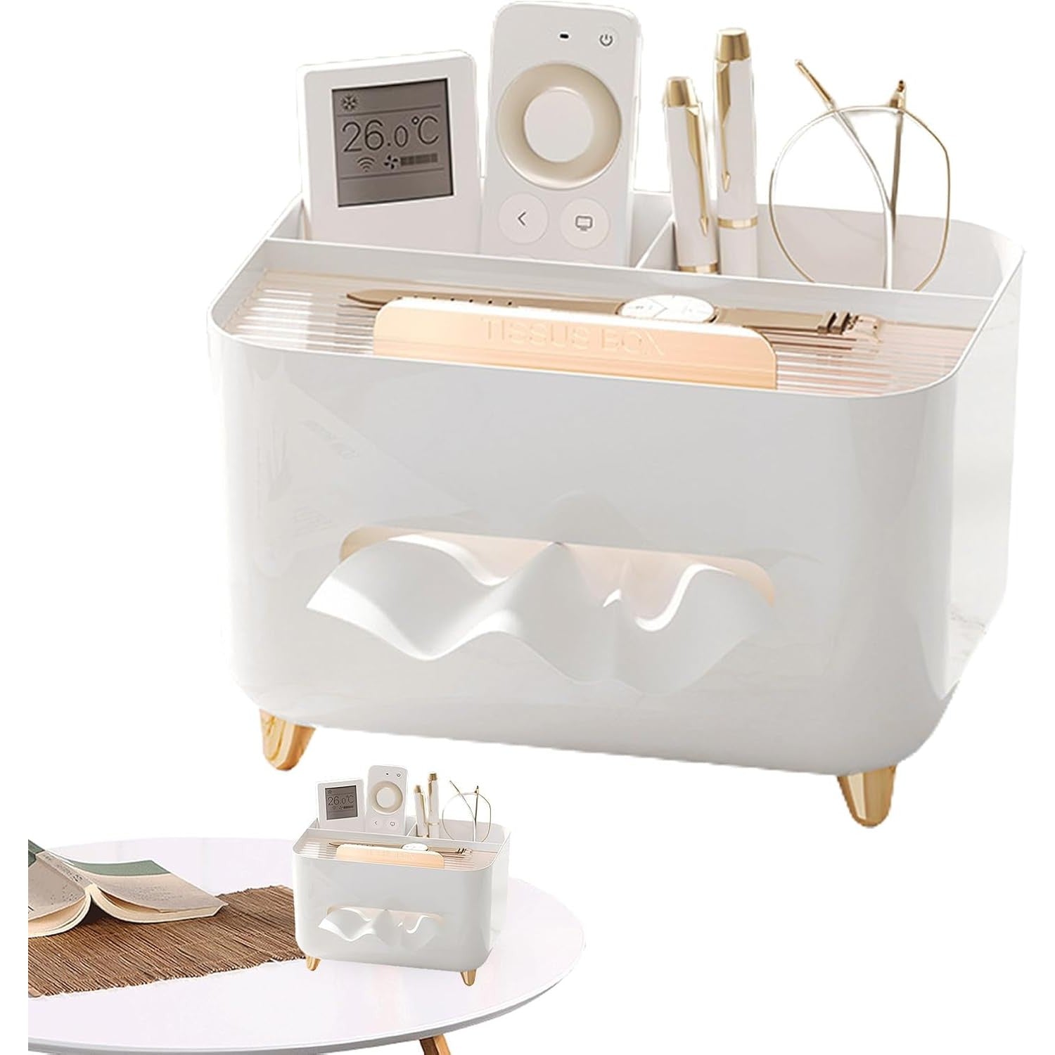 Suport pentru Servetele, Flippy, Cutie Multifunctionala, Design Minimalist, ABS, cu Suport pentru Obiectele Personale,