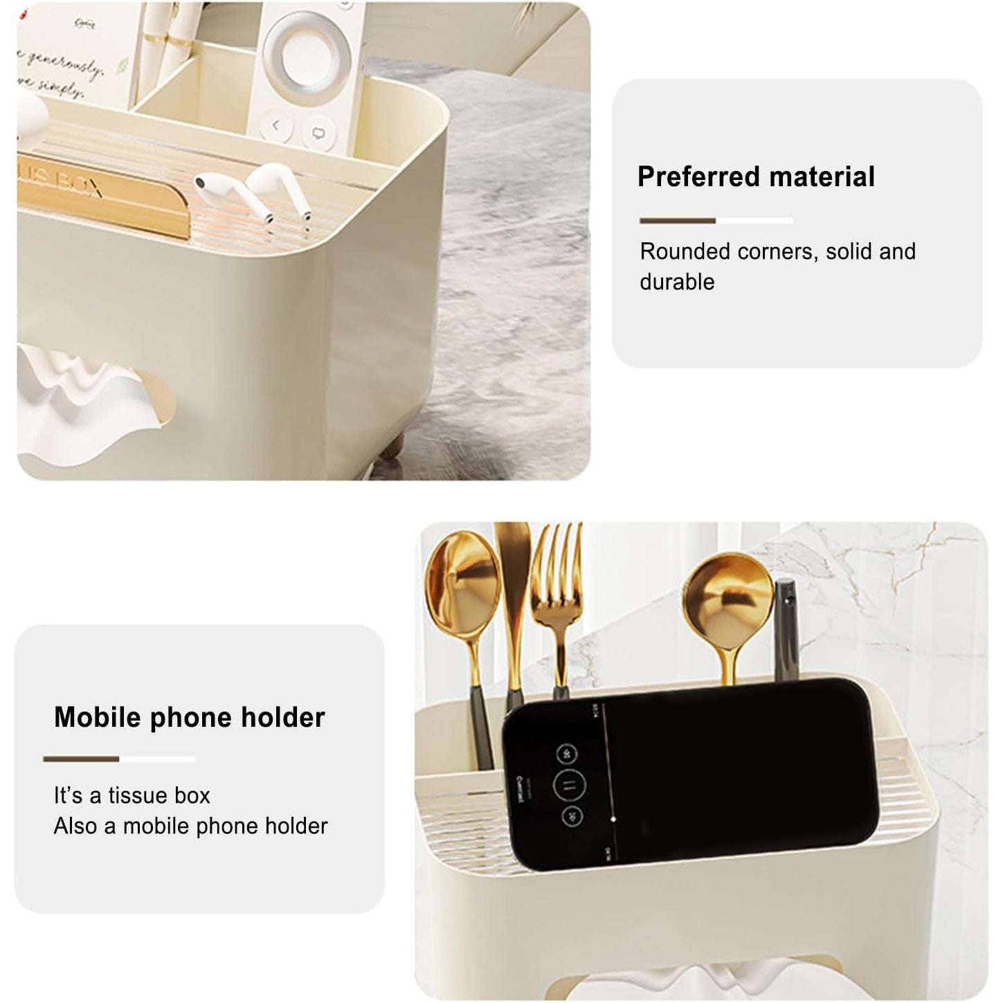Suport pentru Servetele, Flippy, Cutie Multifunctionala, Design Minimalist, ABS, cu Suport pentru Obiectele Personale,