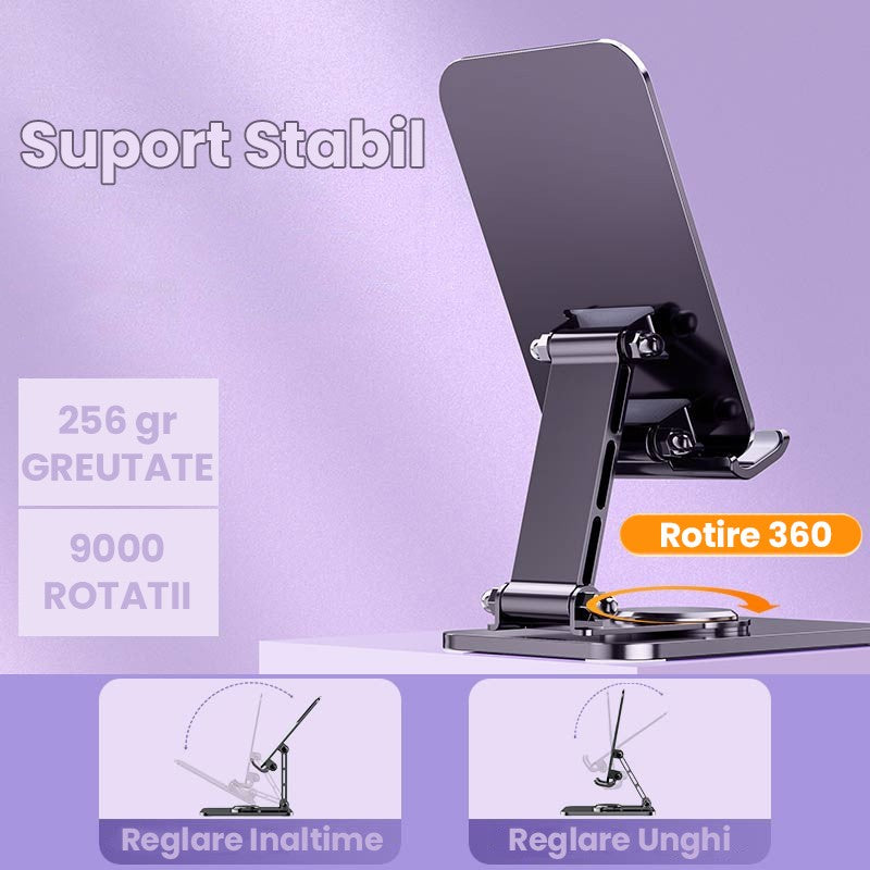 Suport pentru Telefon, Flippy, Suport Pliabil pentru Streaming, din Aliaj de Aluminiu, Compatibil cu Tableta, pentru