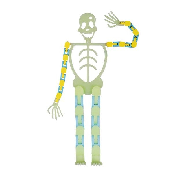 Suport pentru telefon mobil, jucarie de decompresie pentru adulti, tip schelet luminos de Halloween, verde, lungime 17