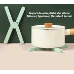 Suport pliabil din silicon pentru vase fierbinti Flippy, portabil, usor de depozitat, rezistent la temperaturi foarte